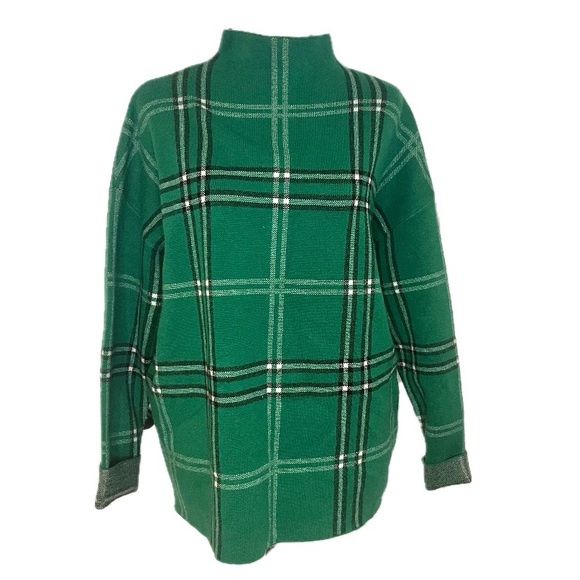 Nicole miller, Green Plaid Women's Sweater, Size L - Picture 1 of 9